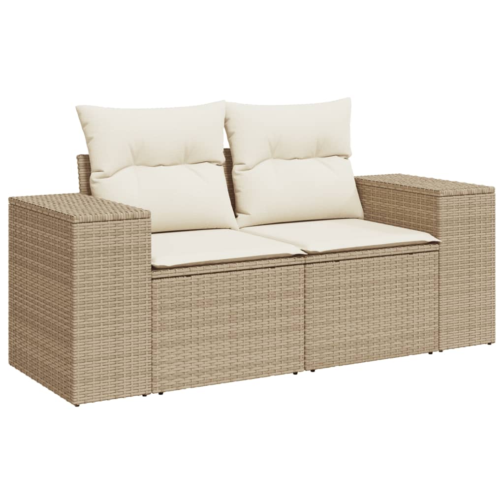 10-delige Loungeset met kussens poly rattan beige – afbeelding 5