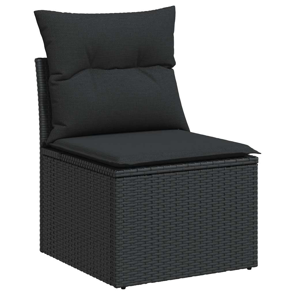 4-delige Loungeset met kussens poly rattan zwart – afbeelding 4