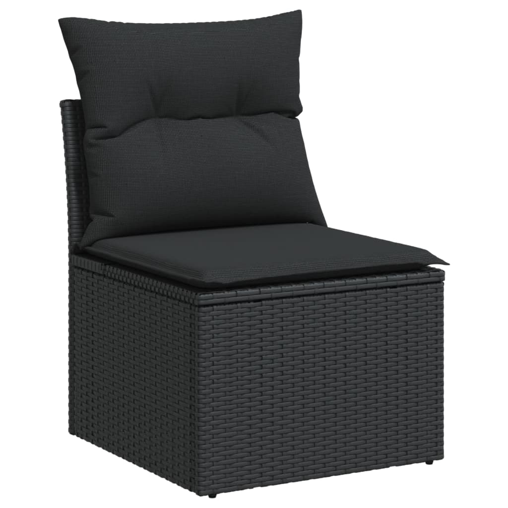 12-delige Loungeset met kussens poly rattan zwart – afbeelding 3