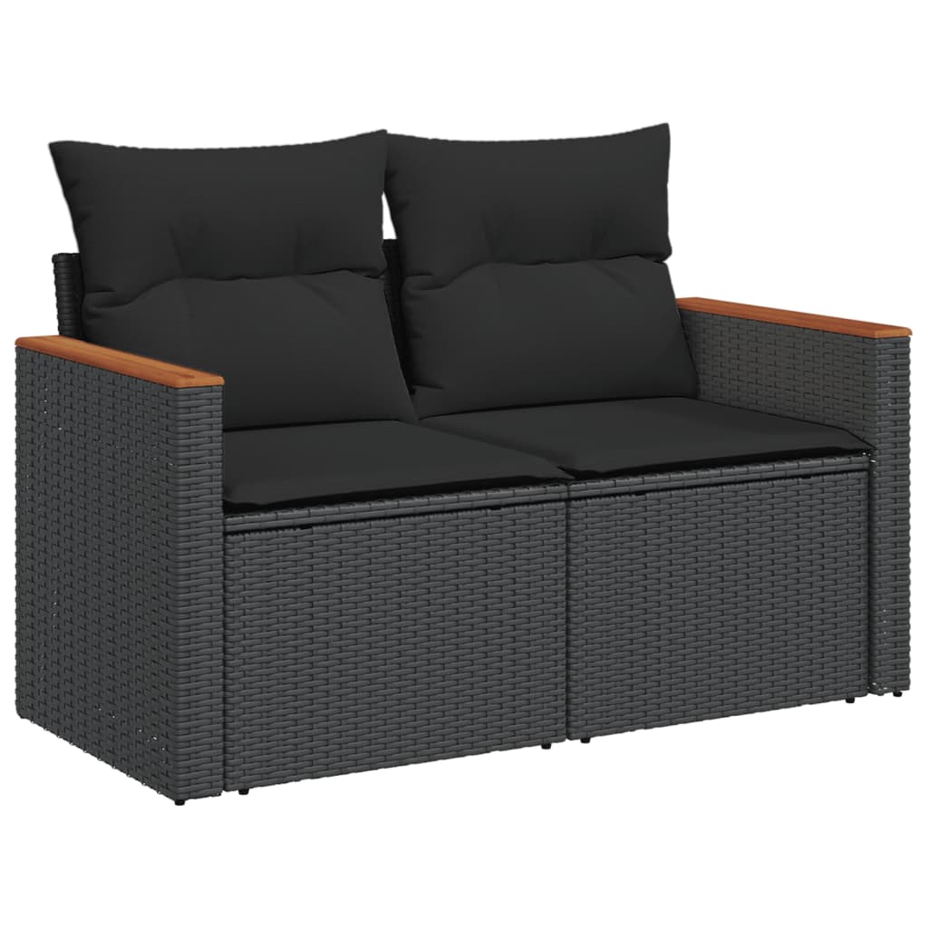13-delige Loungeset met kussens poly rattan zwart – afbeelding 3