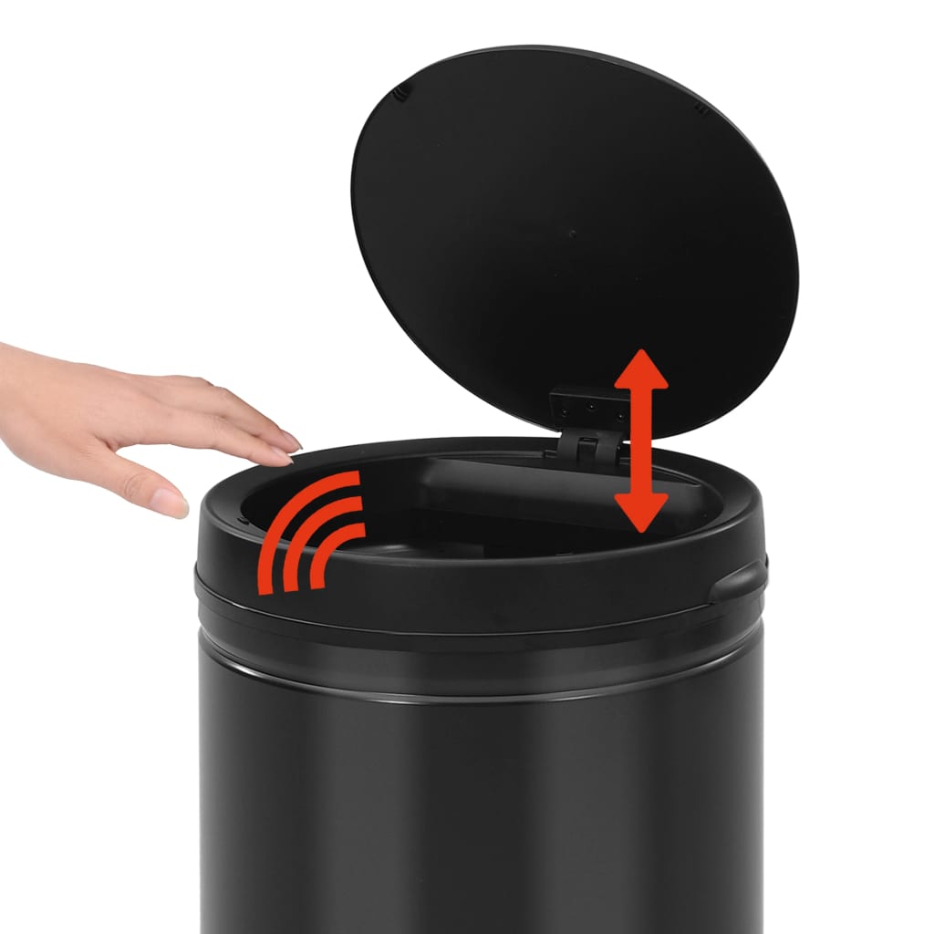 Prullenbak met automatische sensor 70 L koolstofstaal zwart – afbeelding 5