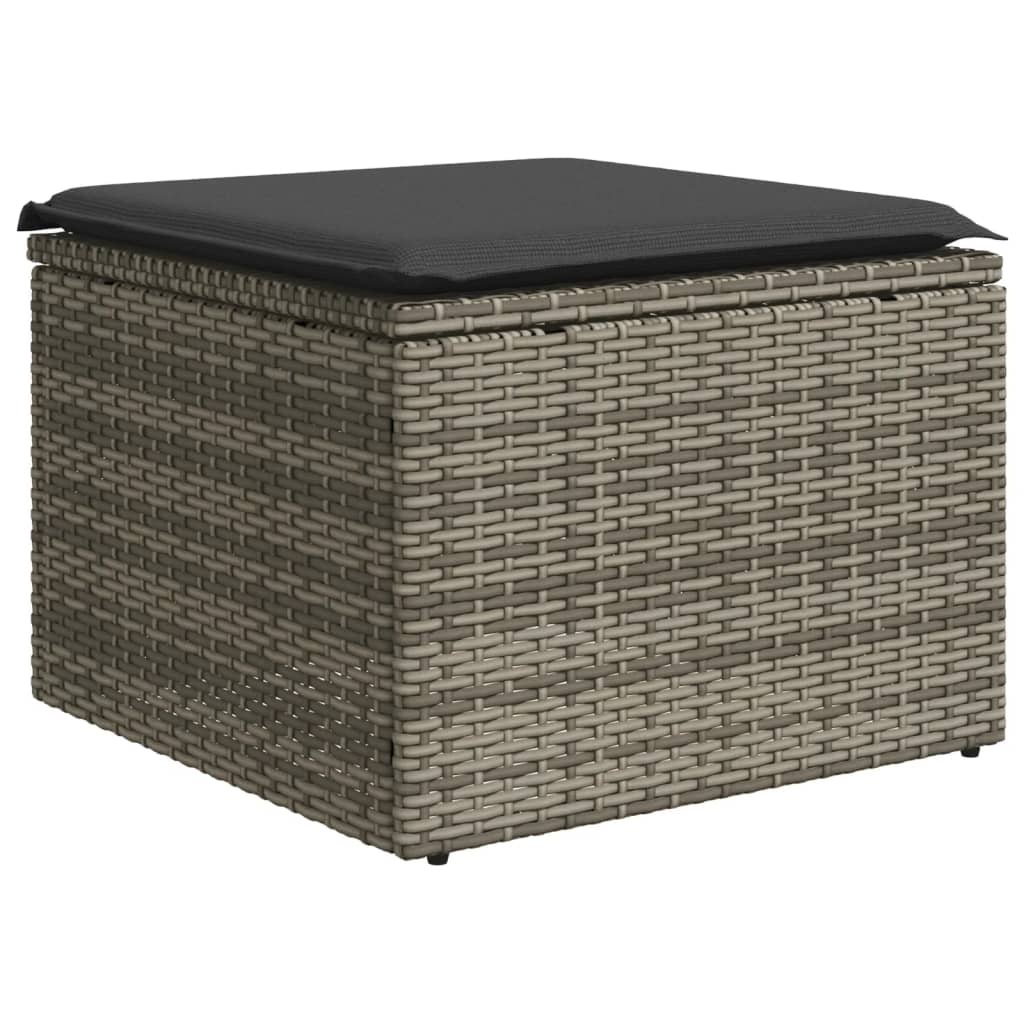 8-delige Loungeset met kussens poly rattan grijs – afbeelding 3