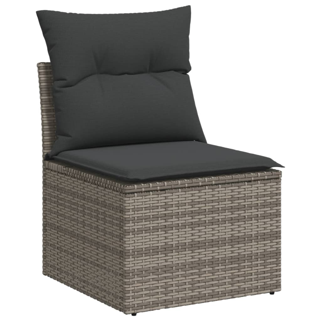 8-delige Loungeset met kussens poly rattan grijs – afbeelding 6
