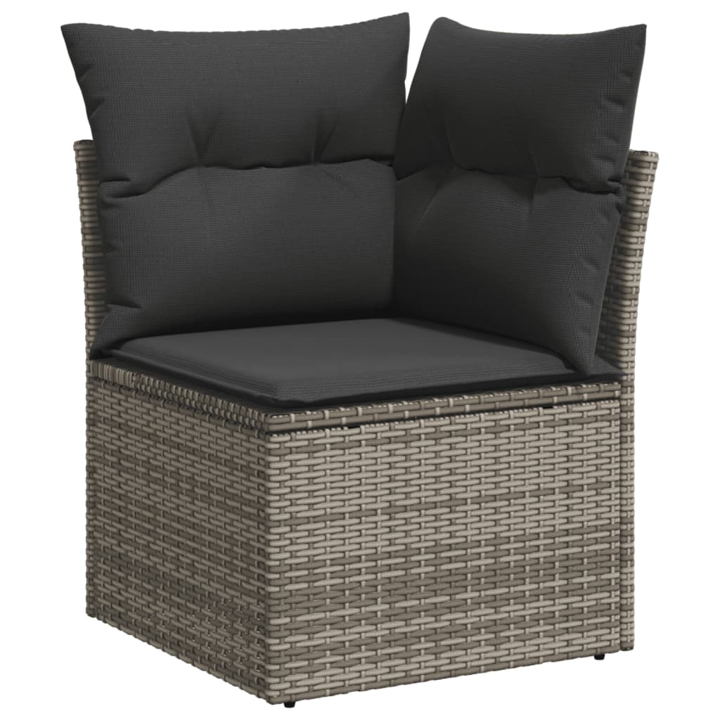 8-delige Loungeset met kussens poly rattan grijs – afbeelding 7