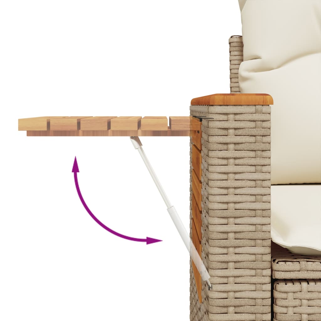 10-delige Loungeset met kussens poly rattan beige – afbeelding 8