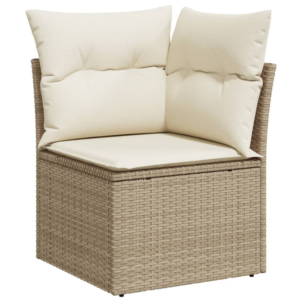 11-delige Tuinset met kussens poly rattan beige – afbeelding 4