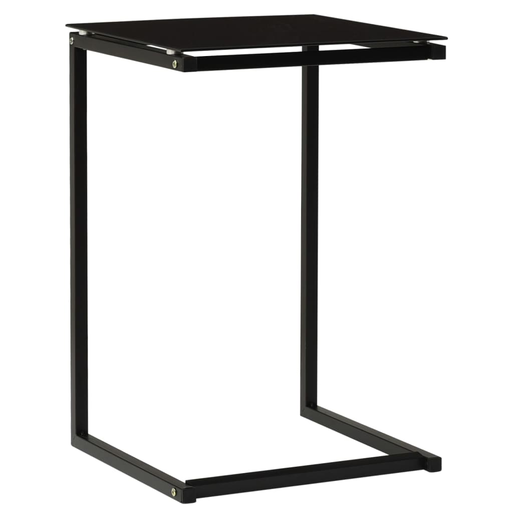 Bijzettafel 40x40x60 cm gehard glas zwart – afbeelding 1