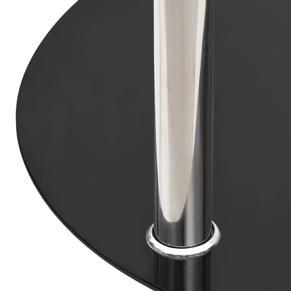 Bijzettafel 2-laags 38 cm gehard glas transparant en zwart – afbeelding 4