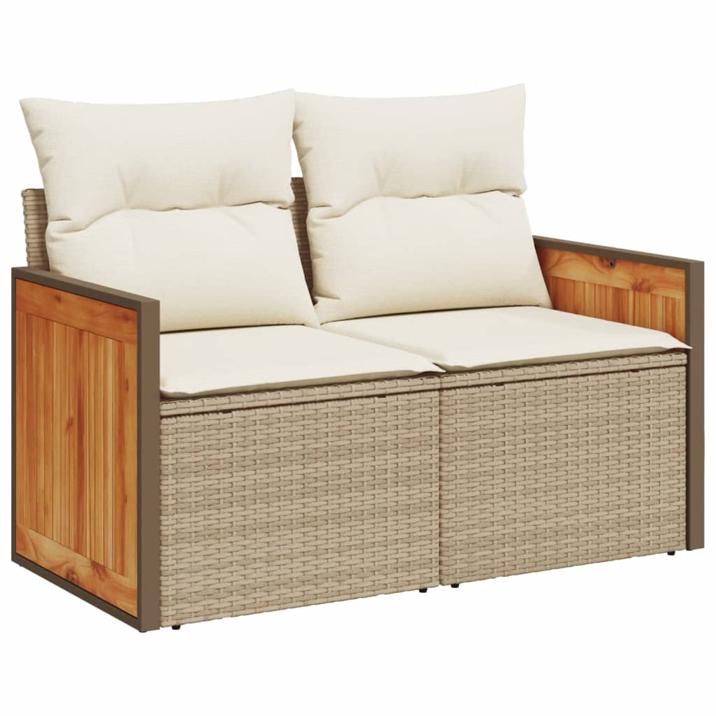 14-delige Loungeset met kussens poly rattan beige – afbeelding 3