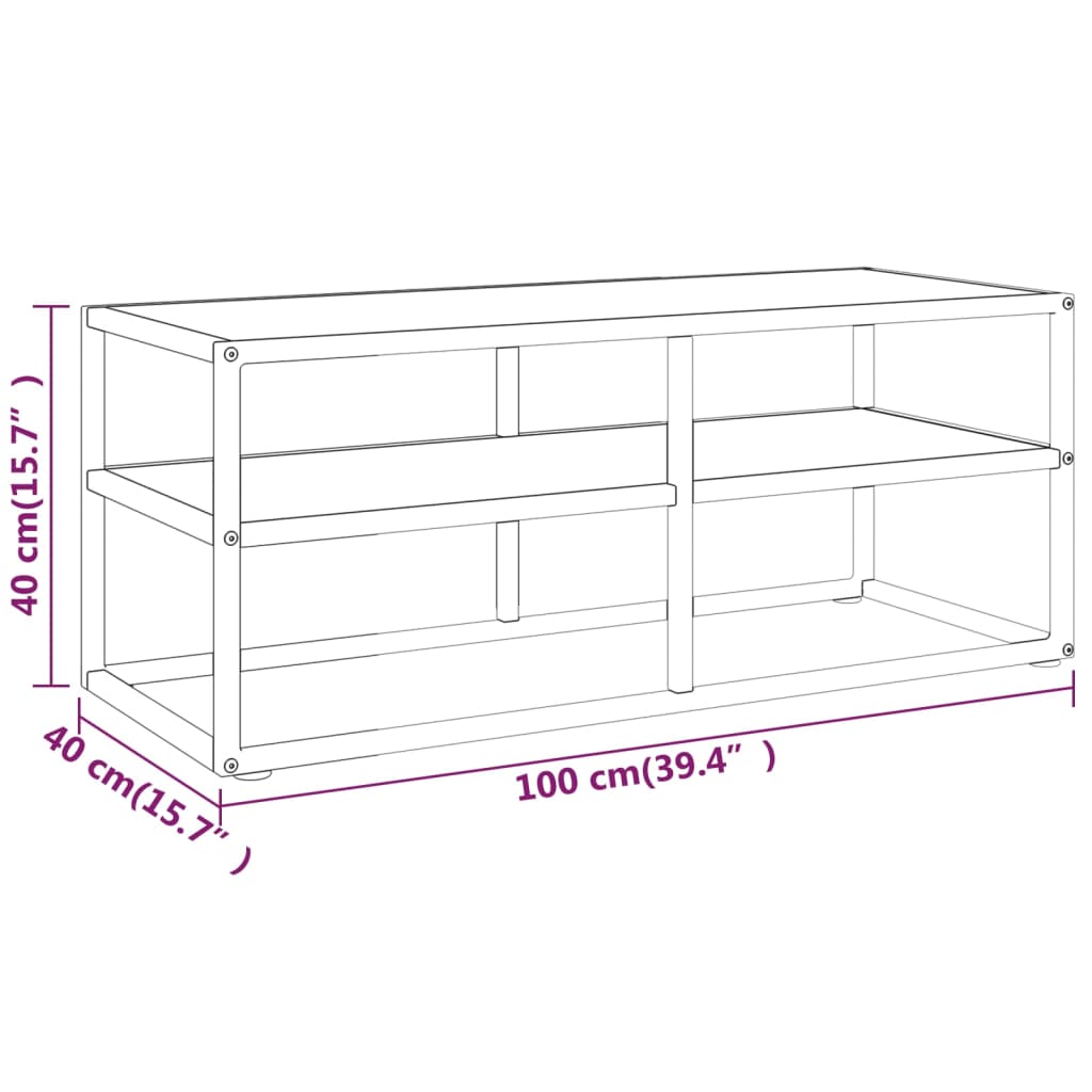 Tv-meubel met wit marmerglas 100x40x40 cm zwart – afbeelding 6