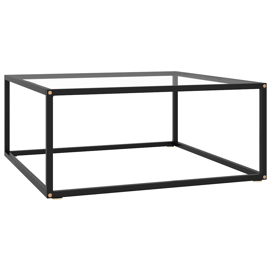 Salontafel met gehard glas 80x80x35 cm zwart – afbeelding 1