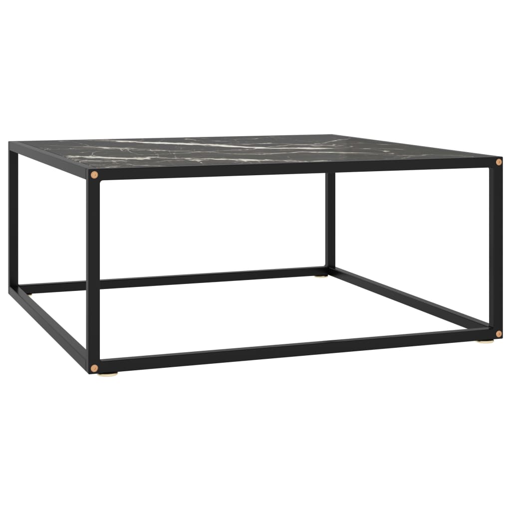 Salontafel met zwart marmerglas 80x80x35 cm zwart