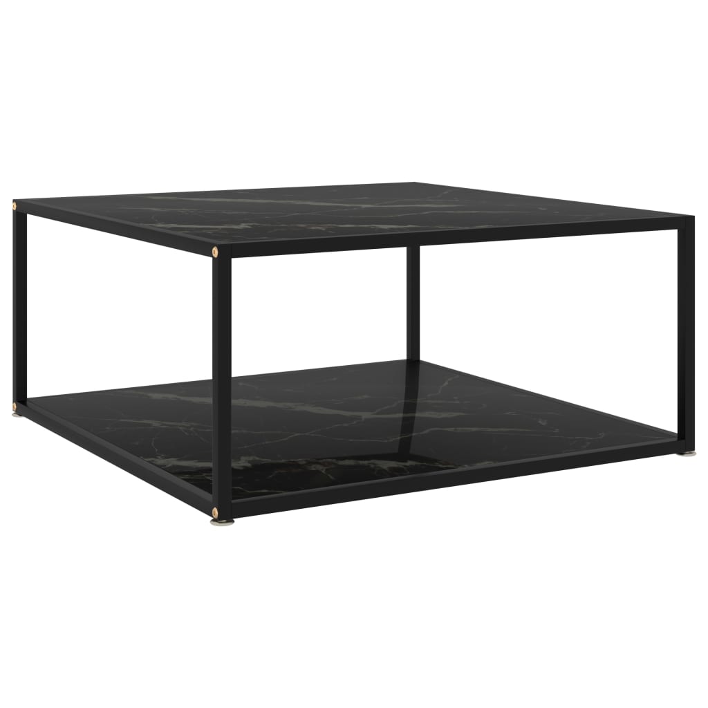 Salontafel 80x80x35 cm gehard glas zwart – afbeelding 1
