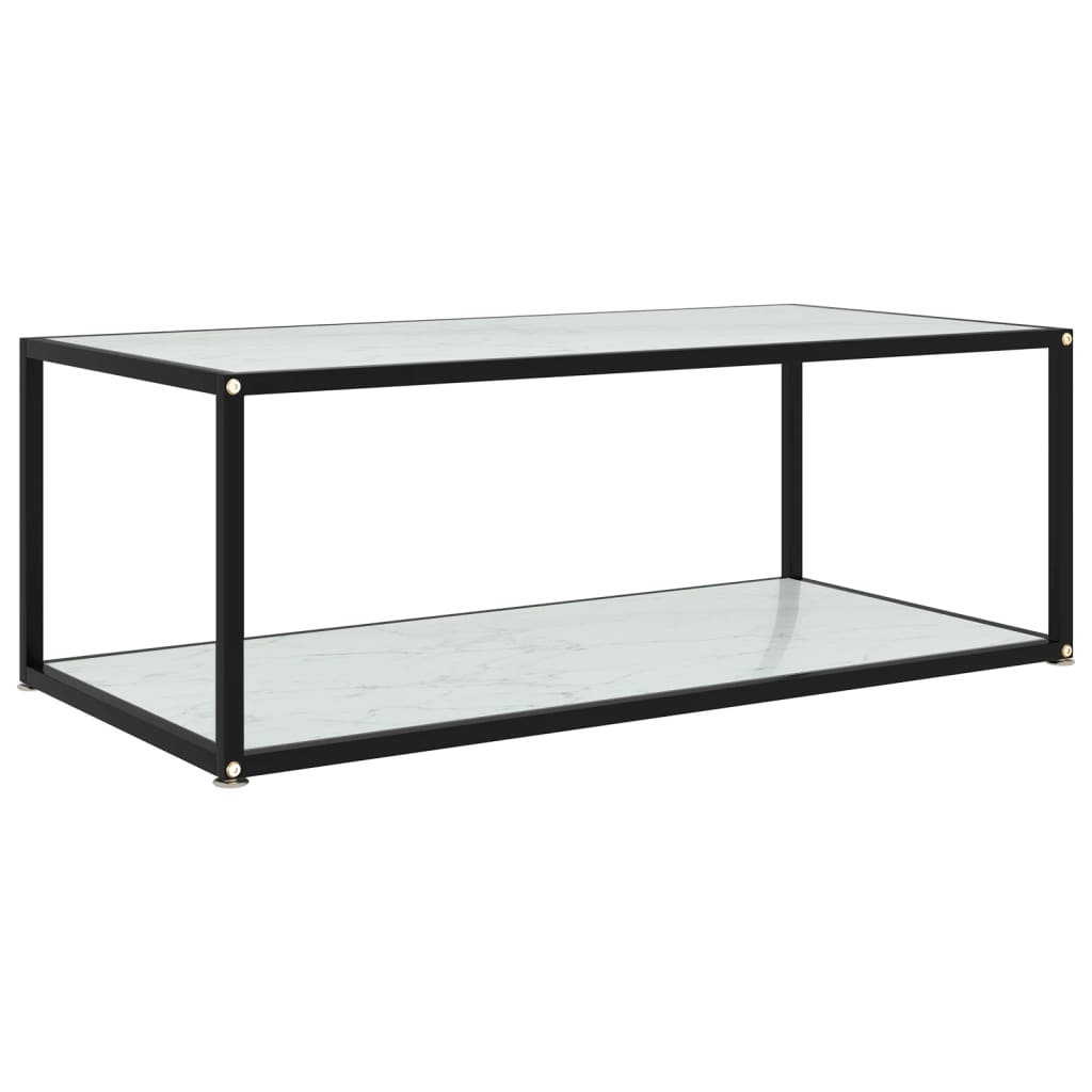 Salontafel 100x50x35 cm gehard glas wit – afbeelding 1