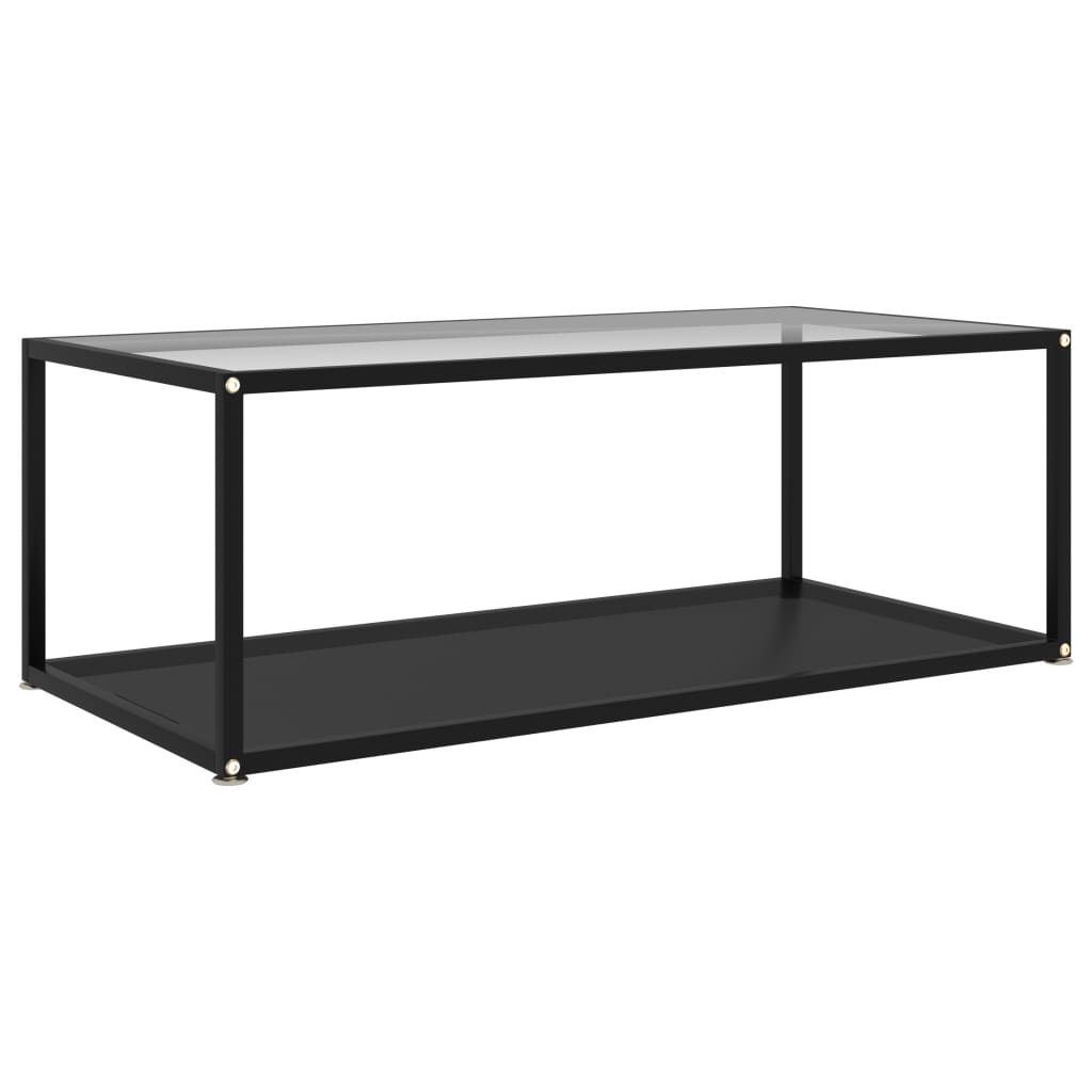 Salontafel 100x50x35 cm gehard glas transparant en zwart