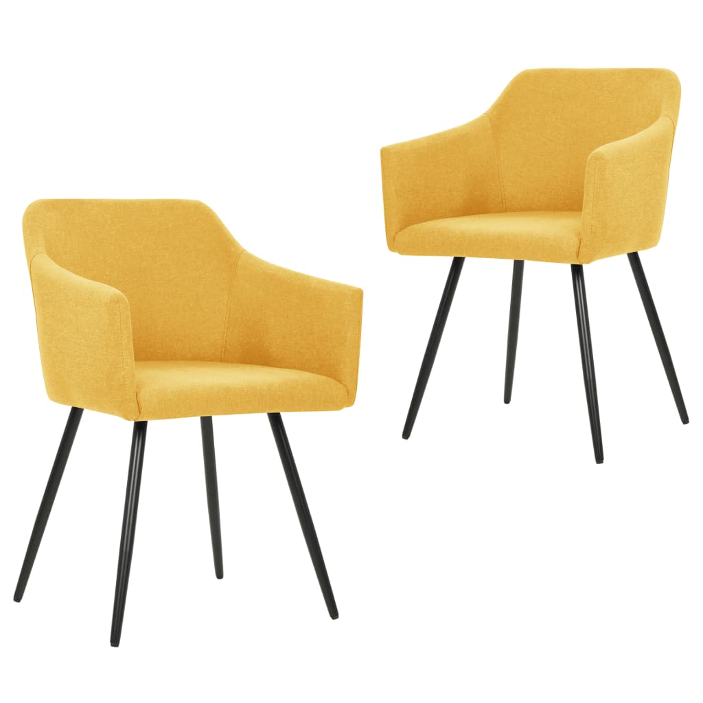 Eetkamerstoelen 2 st stof geel