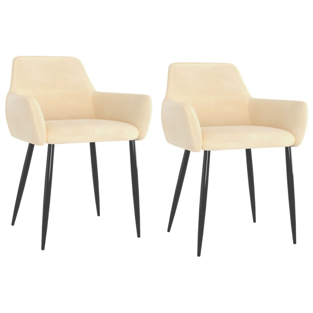 Eetkamerstoelen 2 st fluweel crèmekleurig