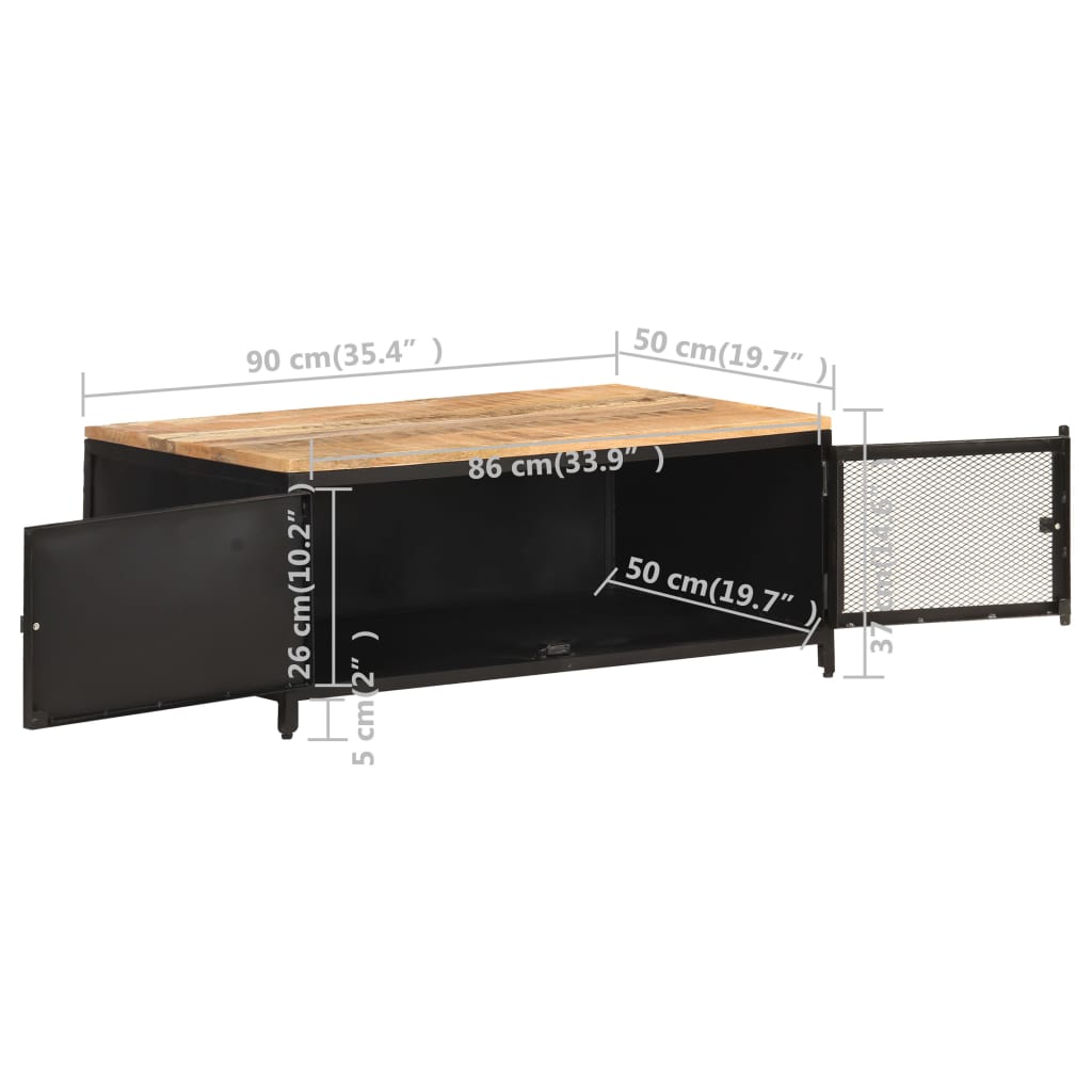 Salontafel 90x50x37 cm massief ruw mangohout – afbeelding 7