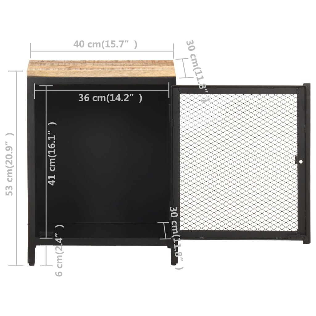 Nachtkastje 40x30x53 cm massief ruw mangohout – afbeelding 7