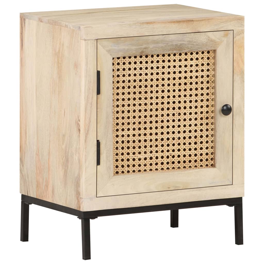Nachtkastje 40x30x50 cm massief mangohout en natuurlijk riet – afbeelding 11