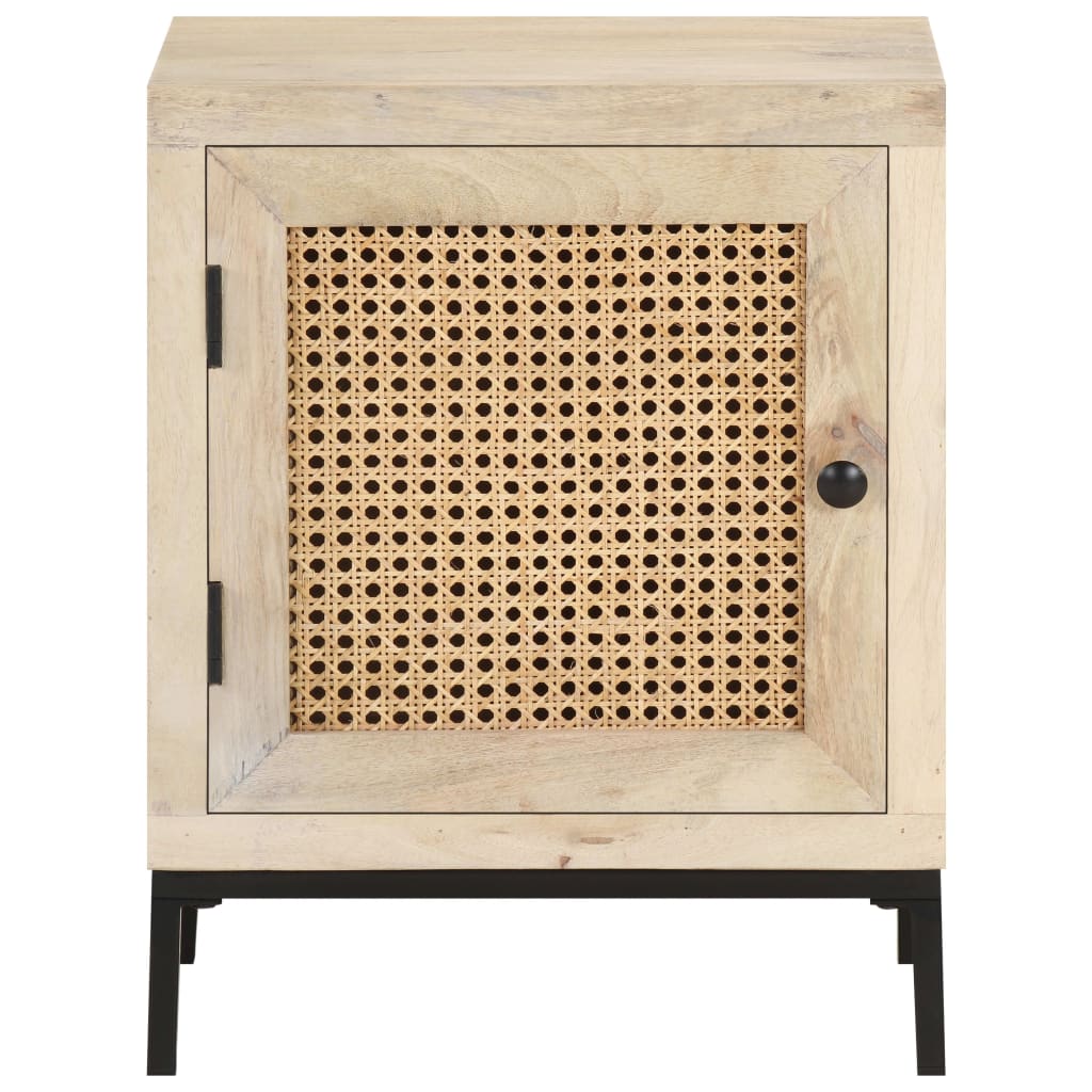 Nachtkastje 40x30x50 cm massief mangohout en natuurlijk riet – afbeelding 2