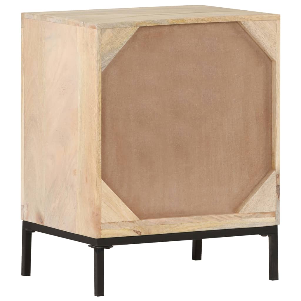 Nachtkastje 40x30x50 cm massief mangohout en natuurlijk riet – afbeelding 4