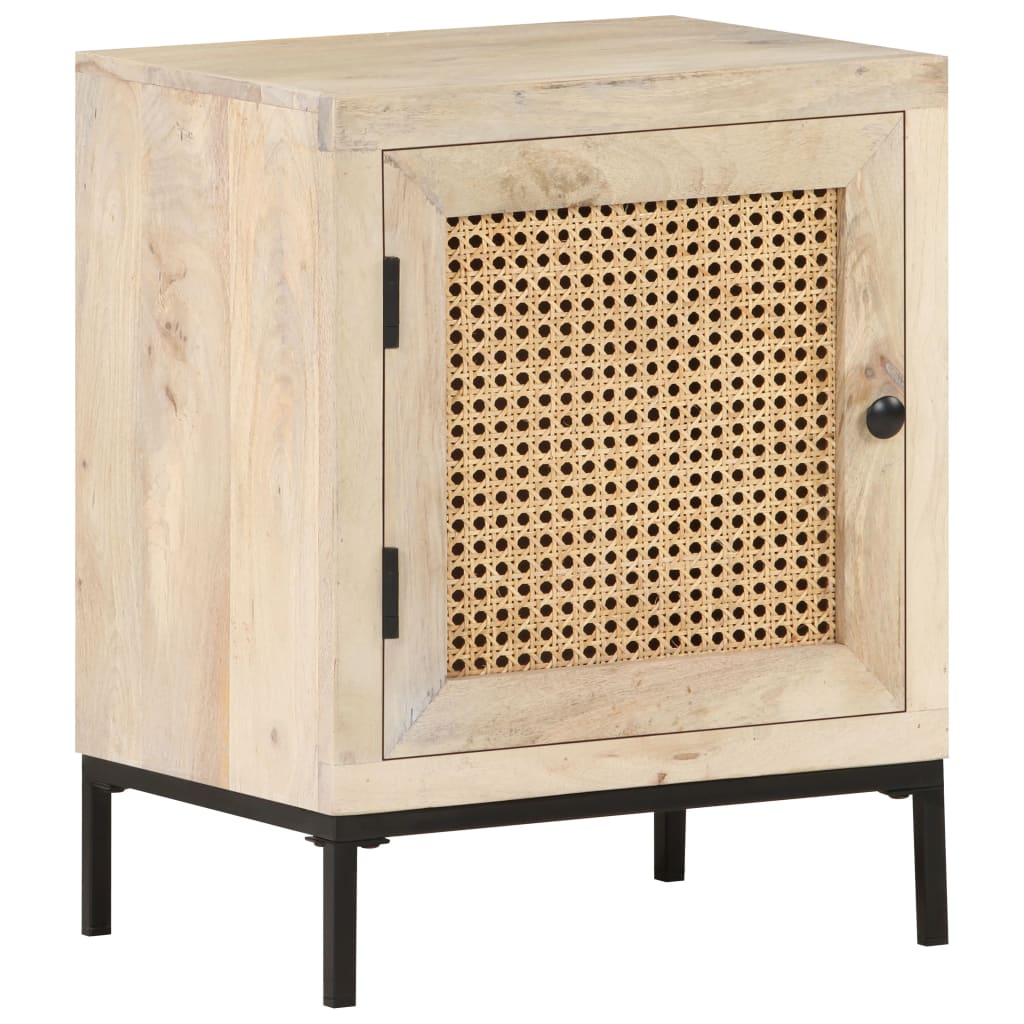 Nachtkastje 40x30x50 cm massief mangohout en natuurlijk riet – afbeelding 8
