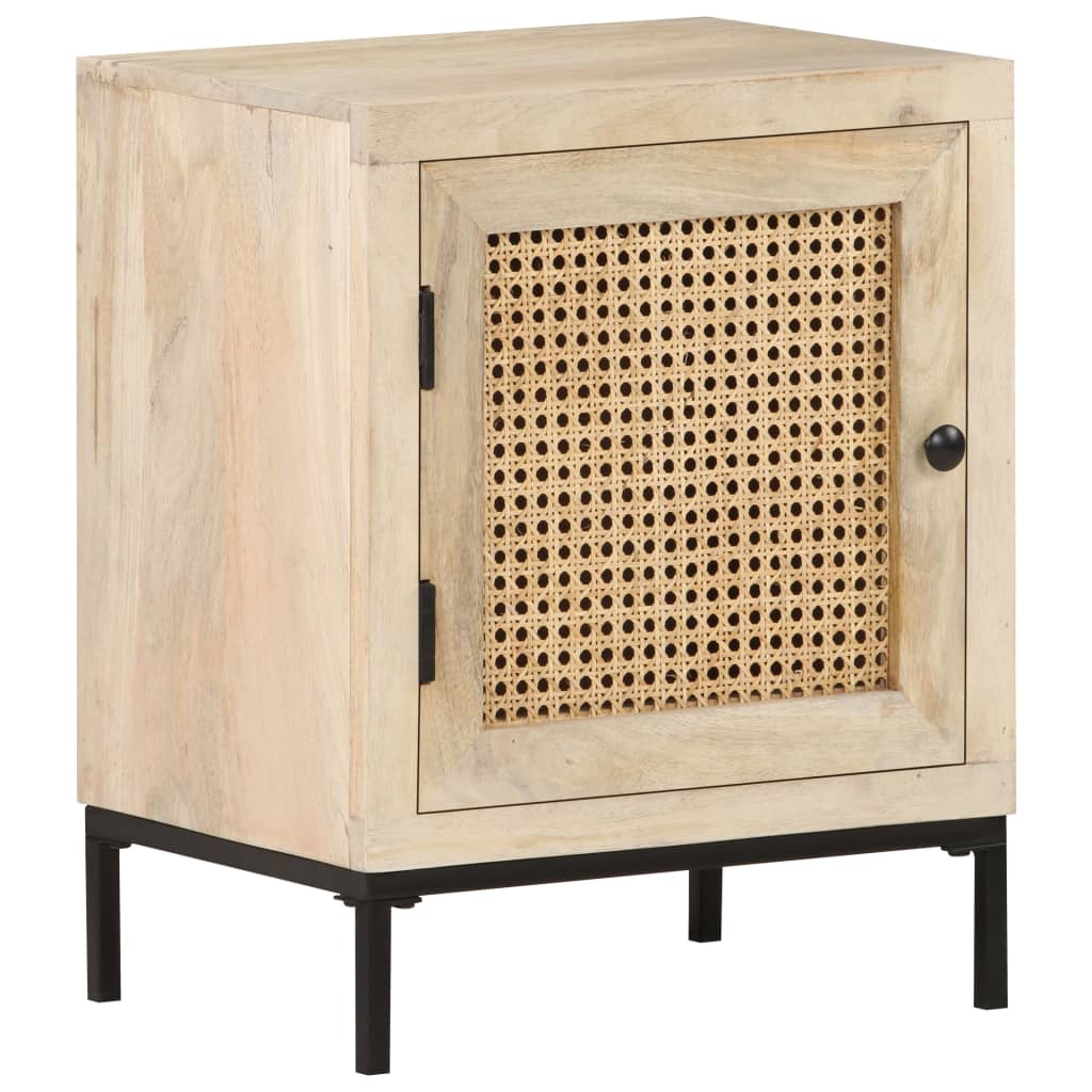 Nachtkastje 40x30x50 cm massief mangohout en natuurlijk riet – afbeelding 9