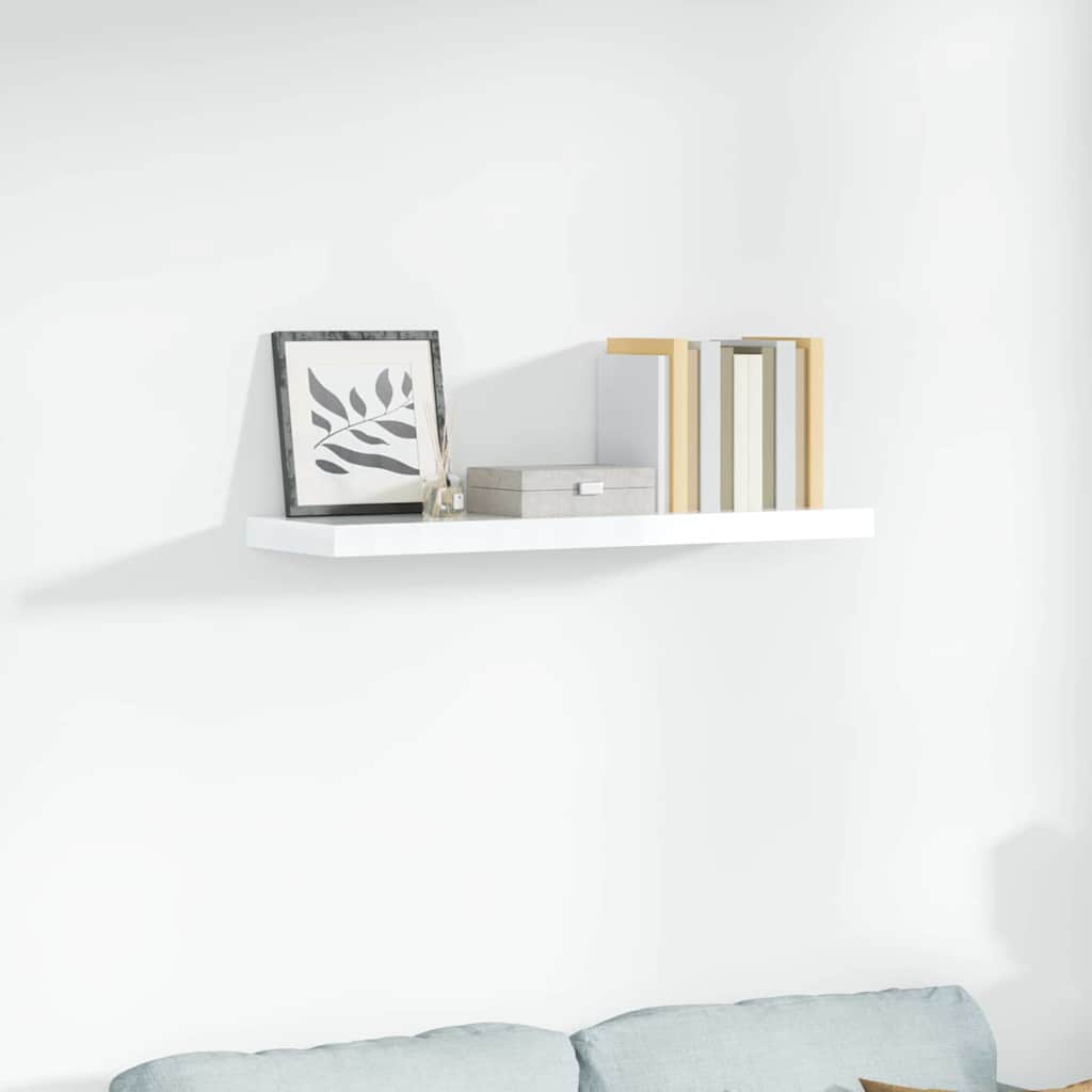 Wandschap zwevend 90x23,5x3,8 cm MDF hoogglans wit