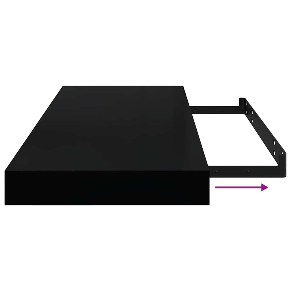 Wandschappen zwevend 4 st 60x23,5x3,8 cm MDF hoogglans zwart – afbeelding 11