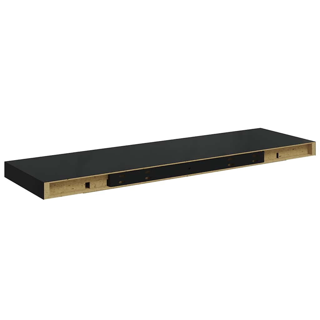 Wandschap zwevend 80x23,5x3,8 cm MDF hoogglans zwart – afbeelding 8