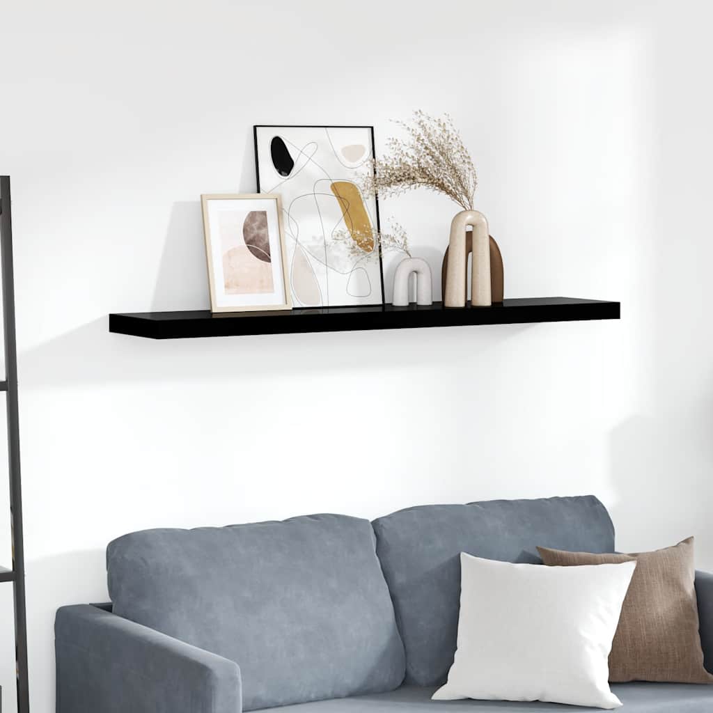 Wandschap zwevend 120x23,5x3,8 cm MDF hoogglans zwart