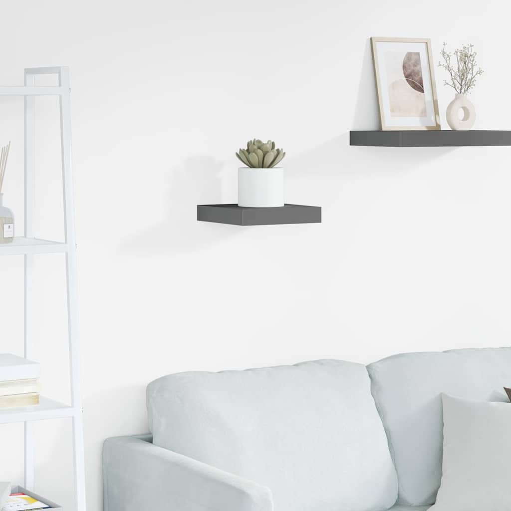Wandschap zwevend 23x23,5x3,8 cm MDF hoogglans grijs