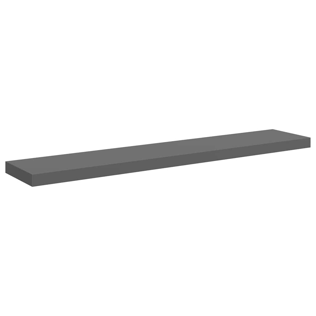 Wandschap zwevend 120x23,5x3,8 cm MDF hoogglans grijs – afbeelding 2