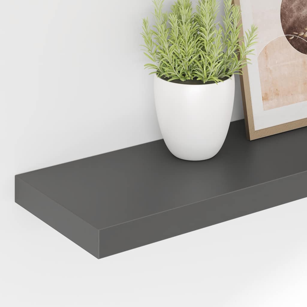 Wandschap zwevend 120x23,5x3,8 cm MDF hoogglans grijs – afbeelding 4