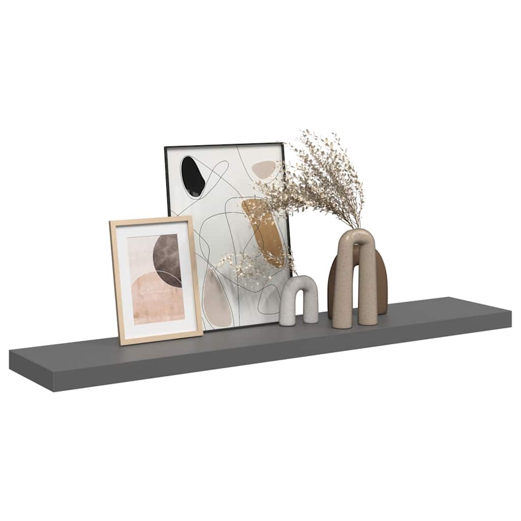 Wandschap zwevend 120x23,5x3,8 cm MDF hoogglans grijs – afbeelding 5