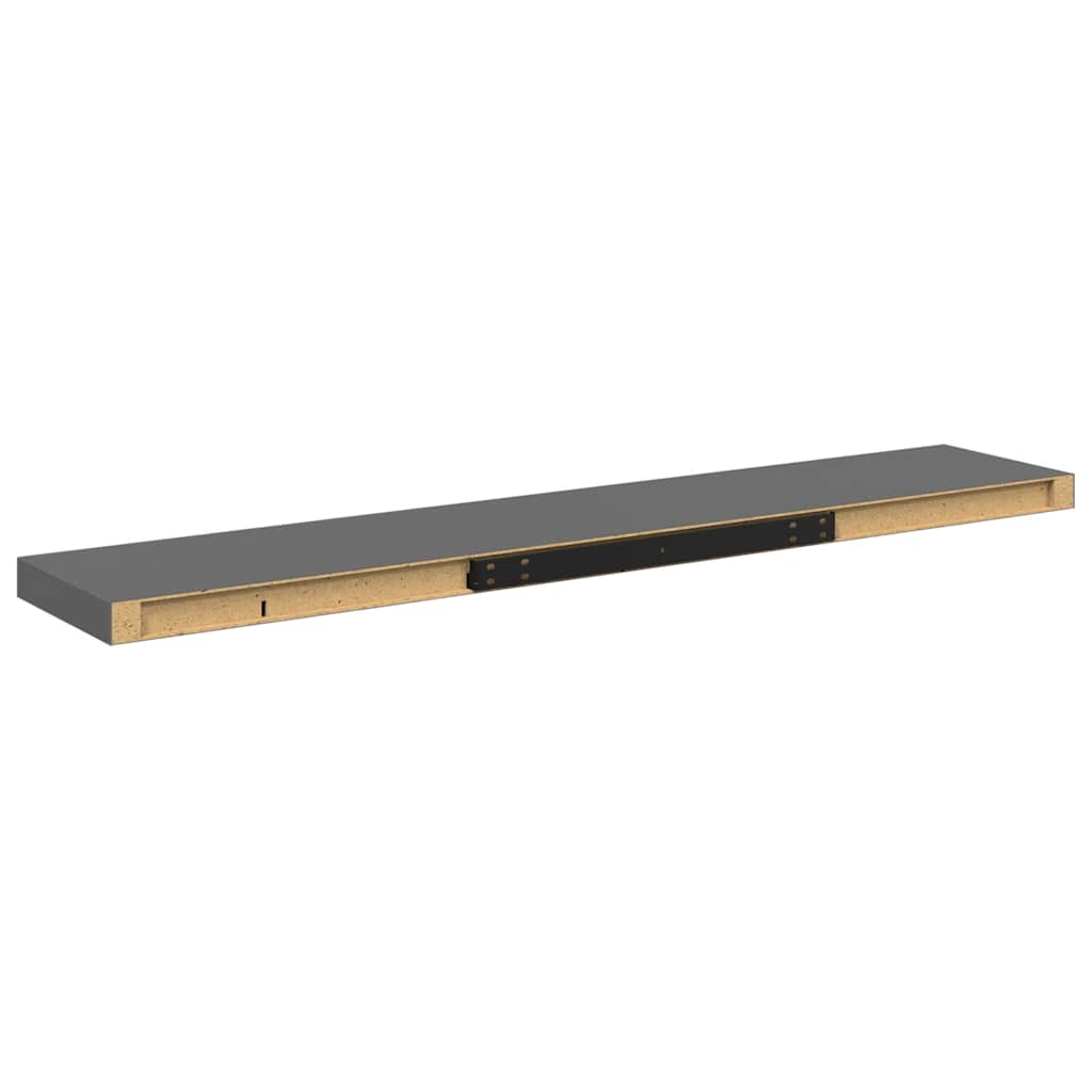 Wandschap zwevend 120x23,5x3,8 cm MDF hoogglans grijs – afbeelding 8