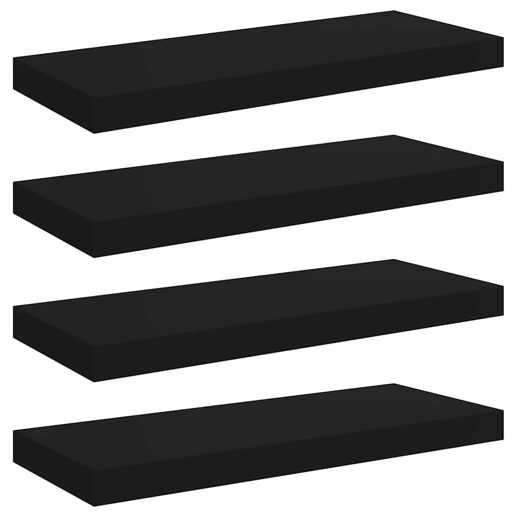 Wandschappen zwevend 4 st 60x23,5x3,8 cm MDF zwart – afbeelding 2