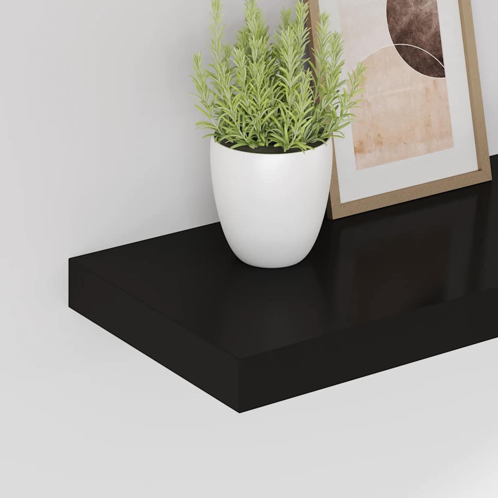 Wandschappen zwevend 4 st 60x23,5x3,8 cm MDF zwart – afbeelding 4