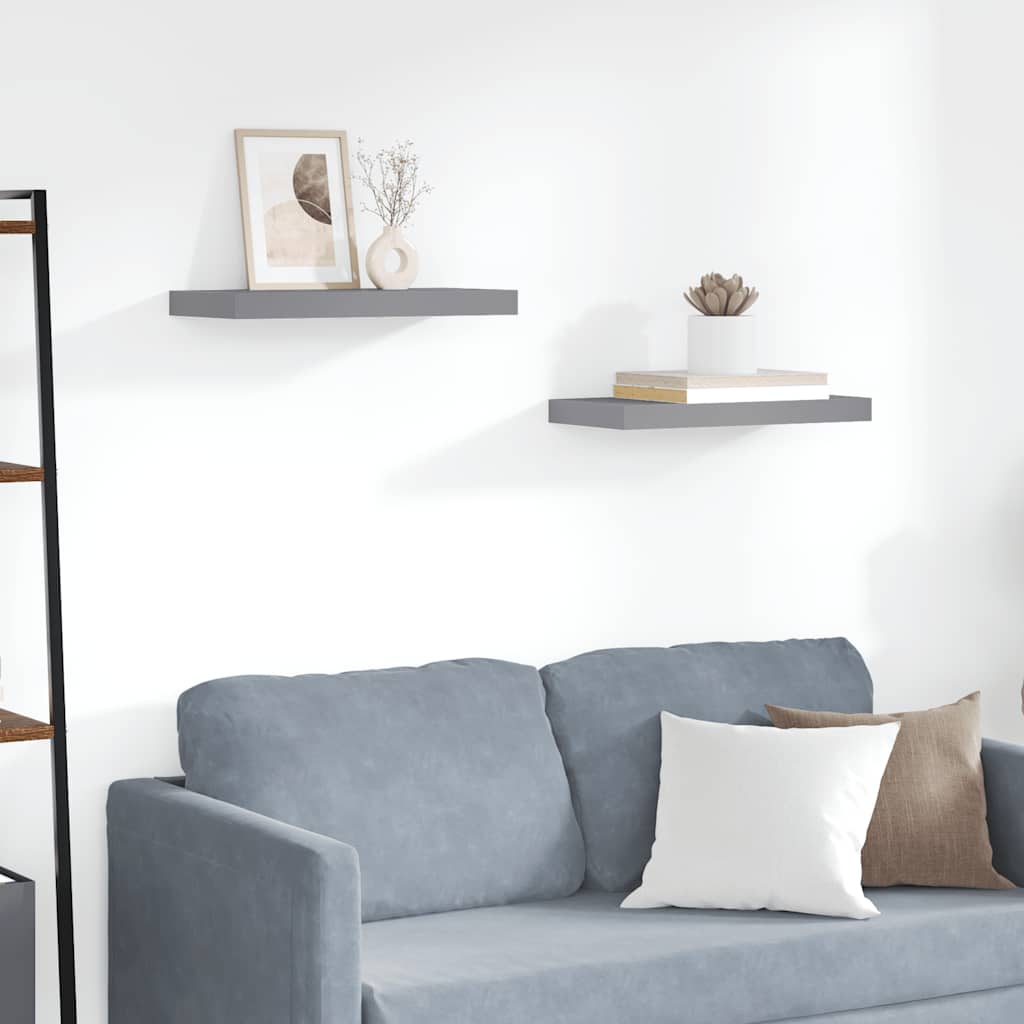 Wandschappen zwevend 2 st 50x23,5x3,8 cm MDF grijs
