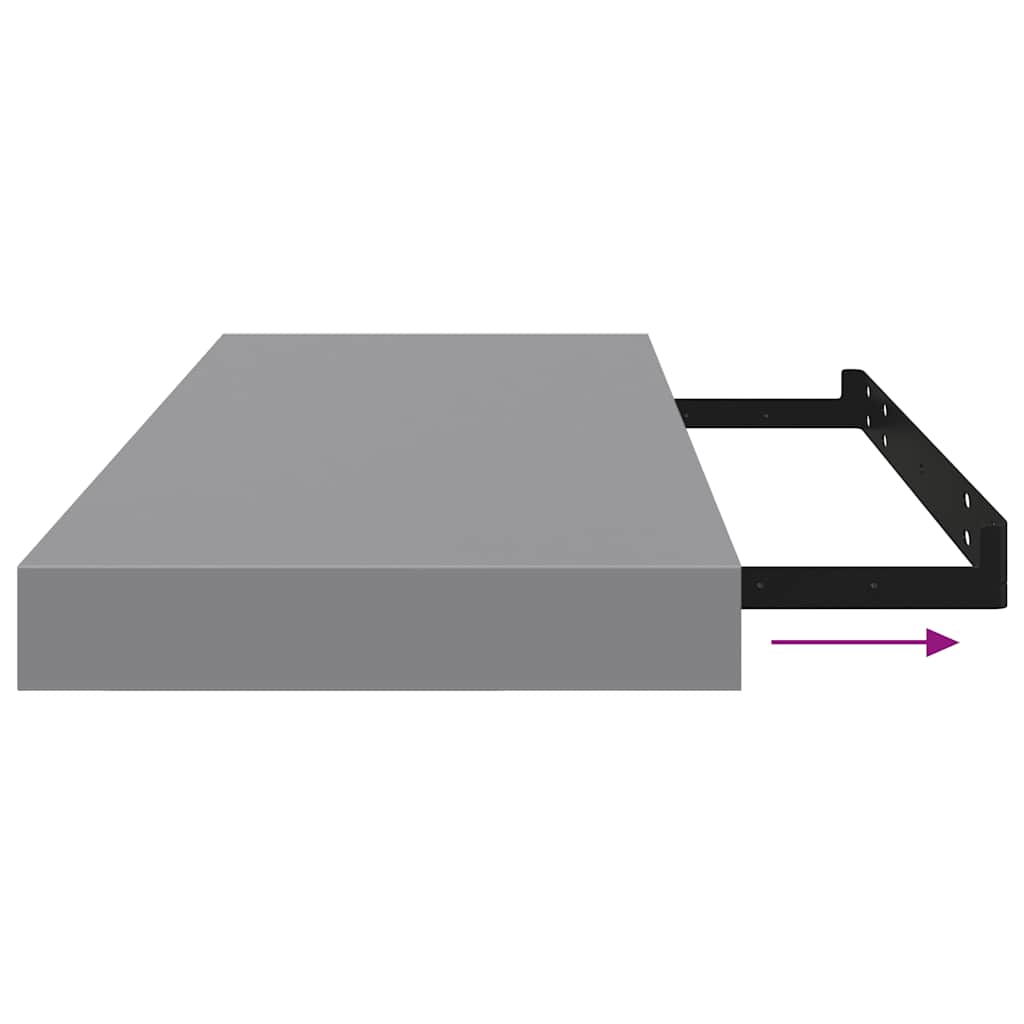Wandschap zwevend 60x23,5x3,8 cm MDF grijs – afbeelding 10
