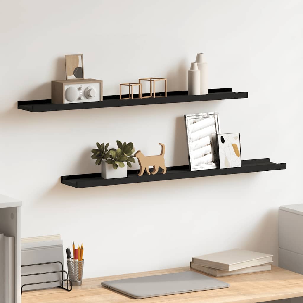 Fotoplanken 2 st 80x9x3 cm MDF zwart