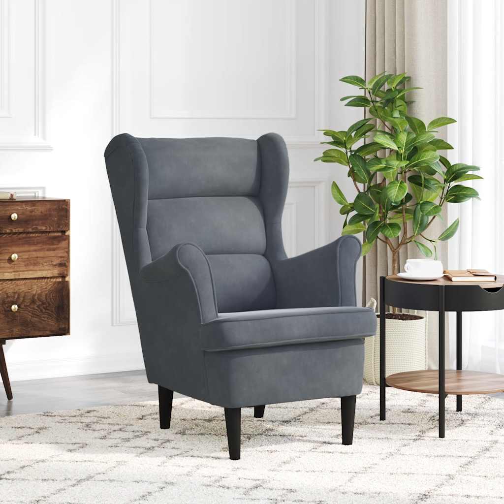 Fauteuil fluweel donkergrijs