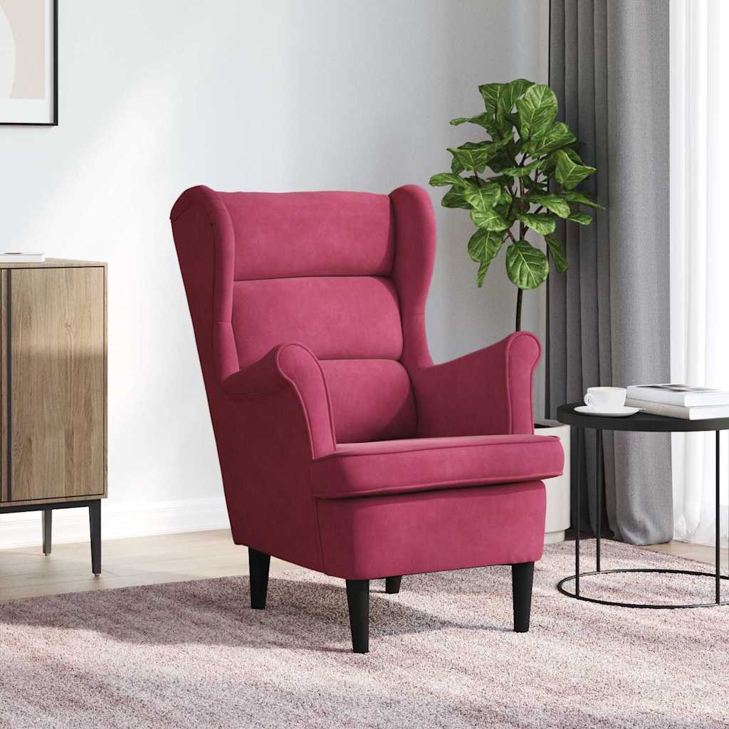 Fauteuil fluweel wijnrood