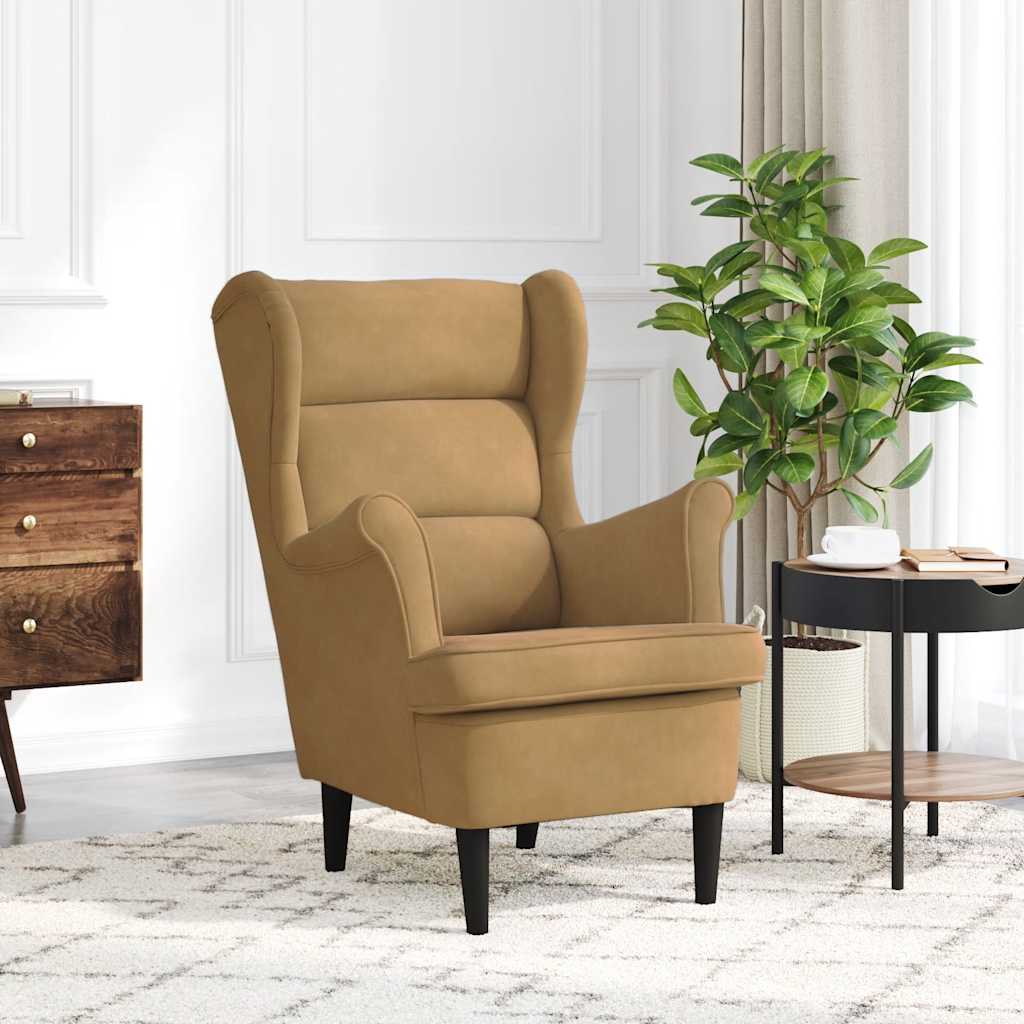Fauteuil fluweel bruin