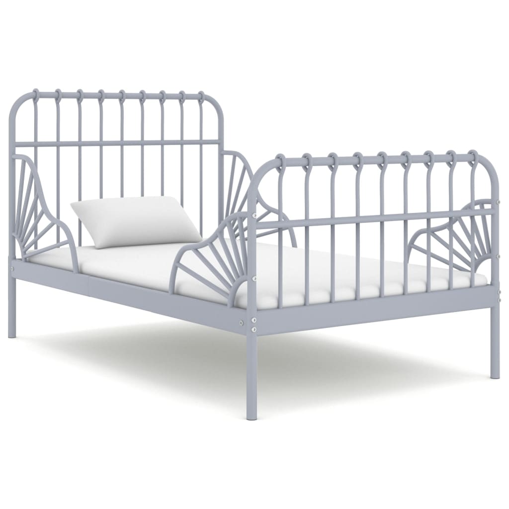Bedframe verlengbaar metaal grijs 80x130/200 cm – afbeelding 1