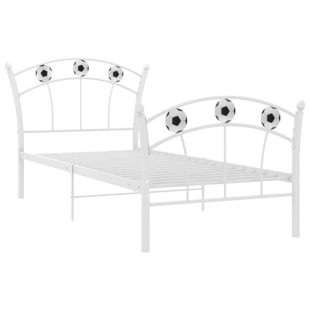 Bedframe met voetbaldesign metaal wit 90x200 cm – afbeelding 2