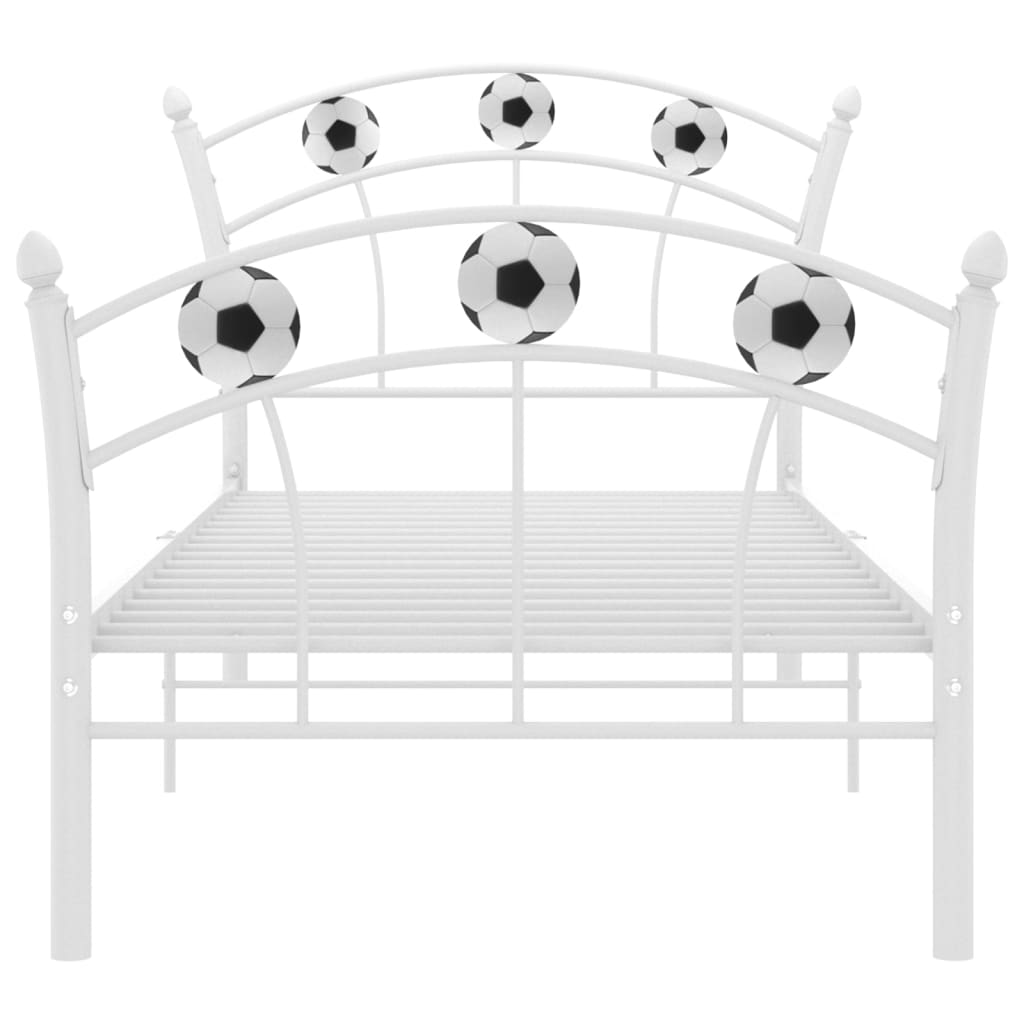 Bedframe met voetbaldesign metaal wit 90x200 cm – afbeelding 3