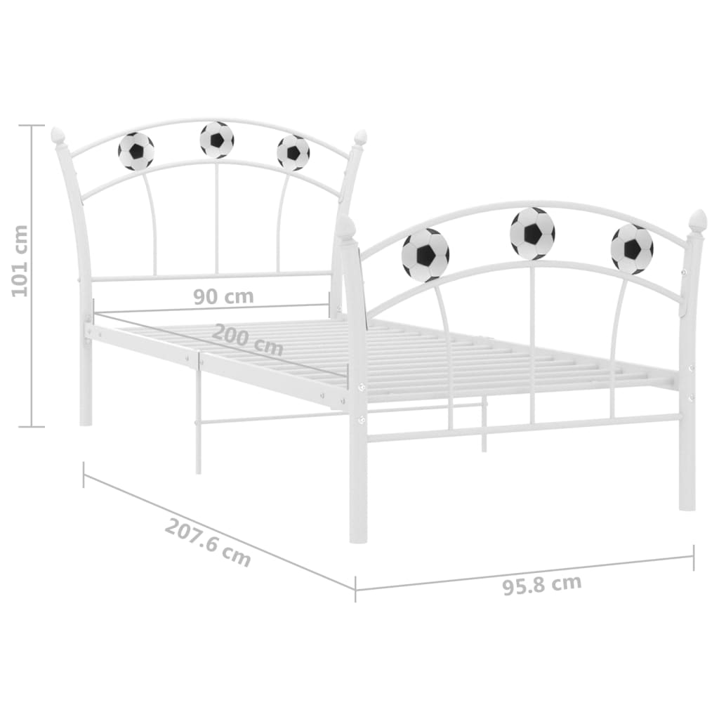 Bedframe met voetbaldesign metaal wit 90x200 cm – afbeelding 6