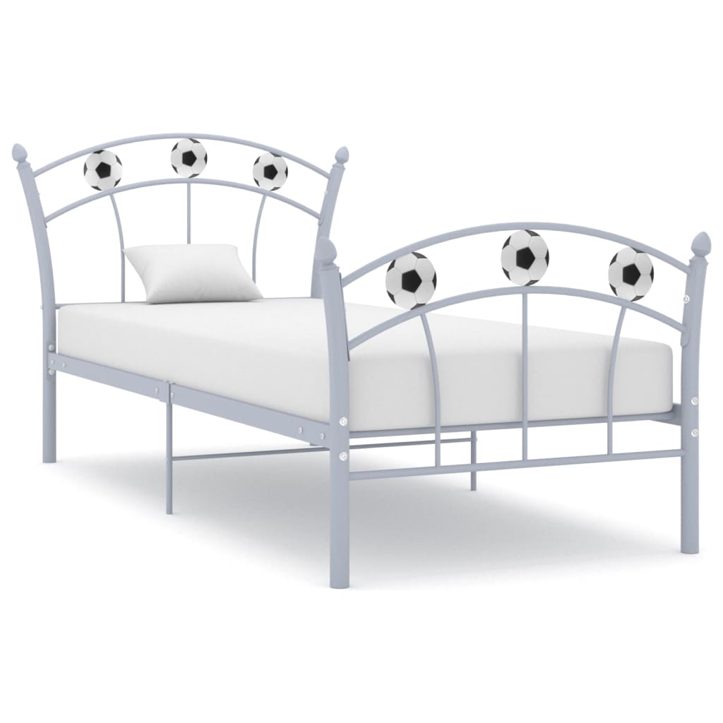 Bedframe met voetbaldesign metaal grijs 90x200 cm – afbeelding 1